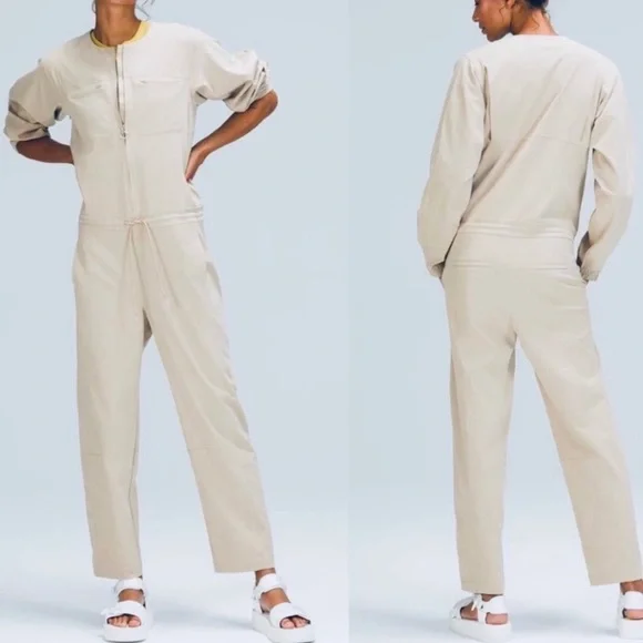 Lululemon Ventlight Zippered, Flight Suit,Tan, Khaki,Drawstring,Onesie,Size 2 - Picture 2 of 15